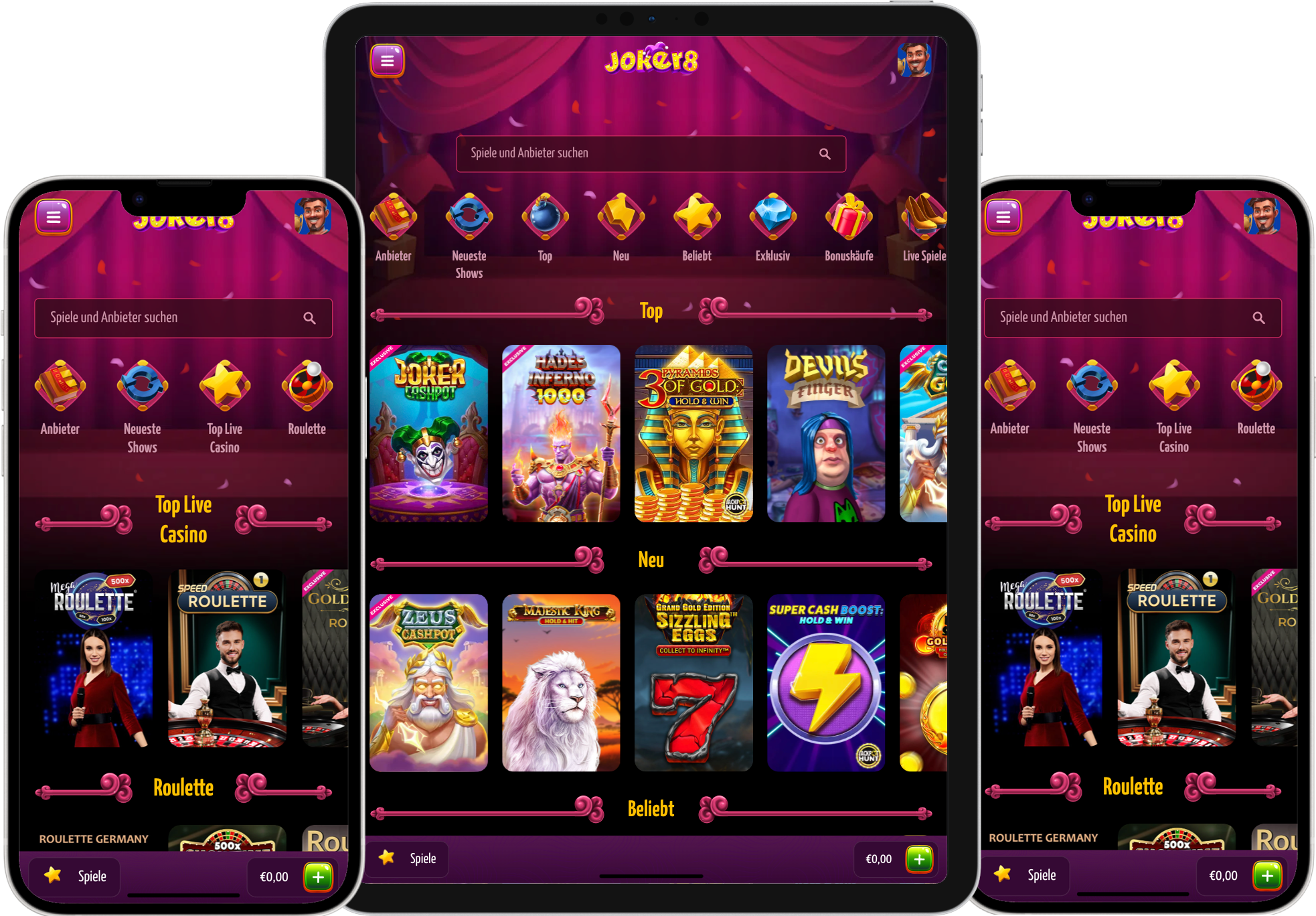 Große Auswahl an Casinospielen bei Joker8